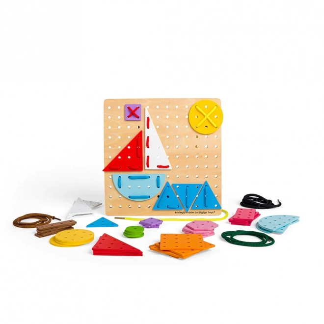 Bigjigs Toys Houten rijgspel Geometrische vormen