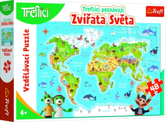 Puzzel Treflíci Ontdekken Dieren van de Wereld 48 Stukjes