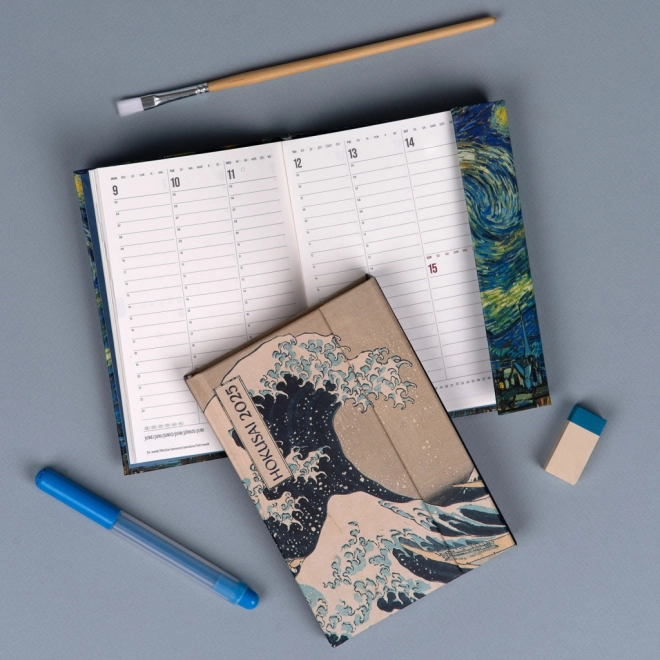NOTIQUE Wekelijkse magnetische agenda Katsushika Hokusai 2025, 11 x 16 cm