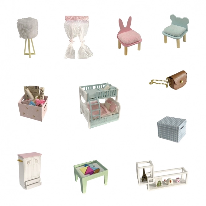 Negen miniatuur huisjes gezellige kinderkamer