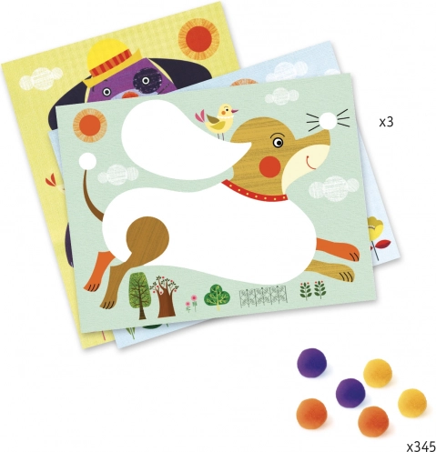Collages met pompons Hondenspel door Djeco