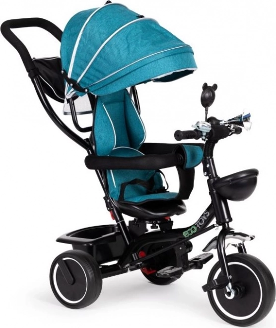 ECOTOYS Driewieler met dak en sturende staaf blauwgroen