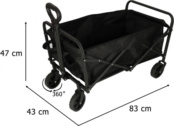 Opvouwbare toeristische transportkar voor boodschappen met zwenkwielen en telescopische handgreep
