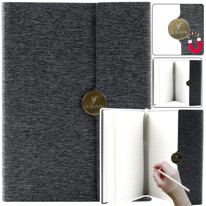 Elegante zwarte kantoor notitieblok met magneet