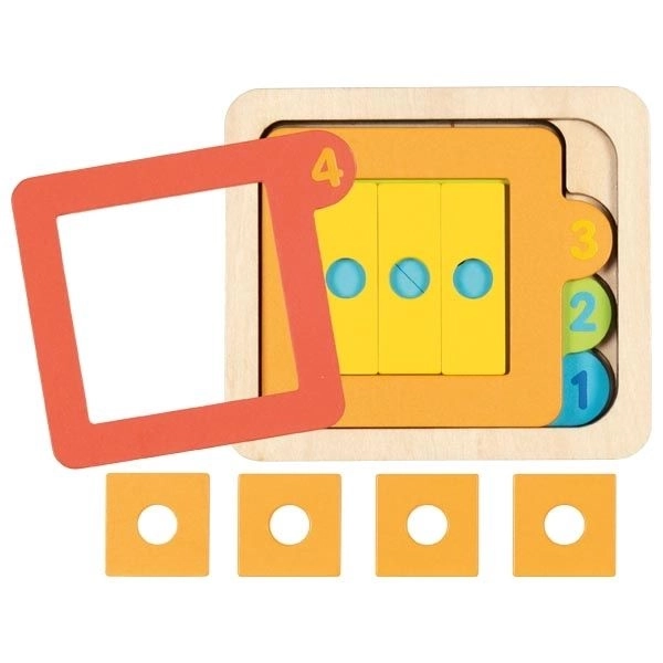GOKI meerlagige puzzel met vormen en tellen