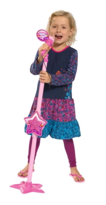 Roze kindermicrofoon met statief en MP3 (85–115 cm)