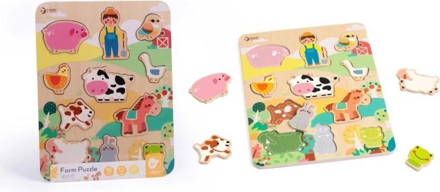 Classic World houten puzzel boerderij – match de dieren