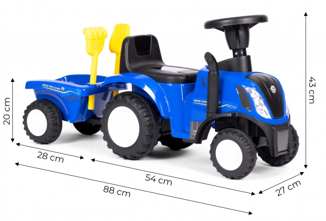 Kindertractor met aanhanger, interactief stuur, geluiden – Blauw