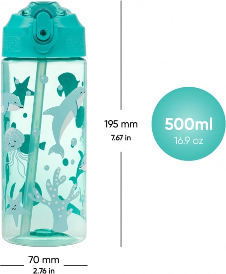 Tritan fles met rietje oceaanwereld 500 ml