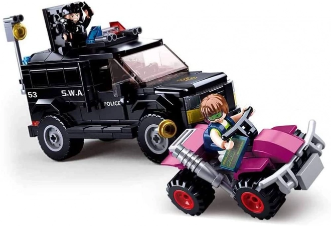 Sluban Politie M38-B0653 SWAT gepantserd voertuig en boef op quad