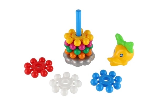 Stapelbare piramide met ringen van plastic 26cm in net 12m+