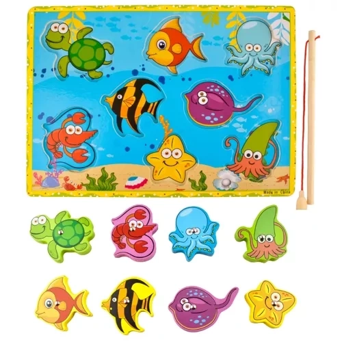 Houten magnetisch visspel
