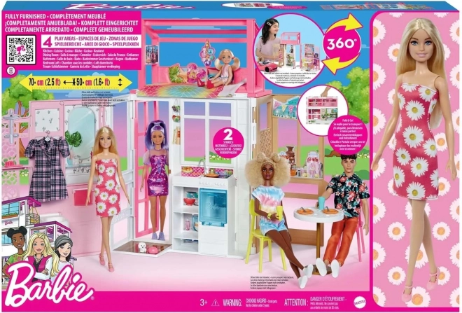 Inklapbaar Barbiehuis met pop