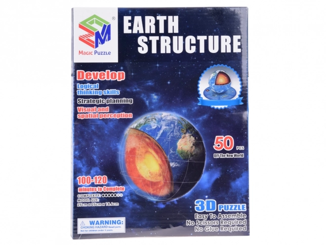 3D puzzel Planeet Aarde - Structuur 50 stukken