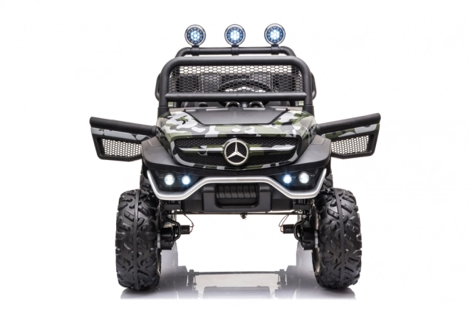 Elektrische kinderauto Unimog S in camouflagekleur