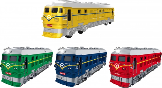 Trein met effecten en traagheidsmotor
