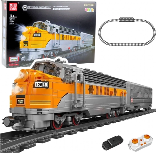 Bouwset RC-trein grijs-geel 1751 stukjes met afstandsbediening en rails