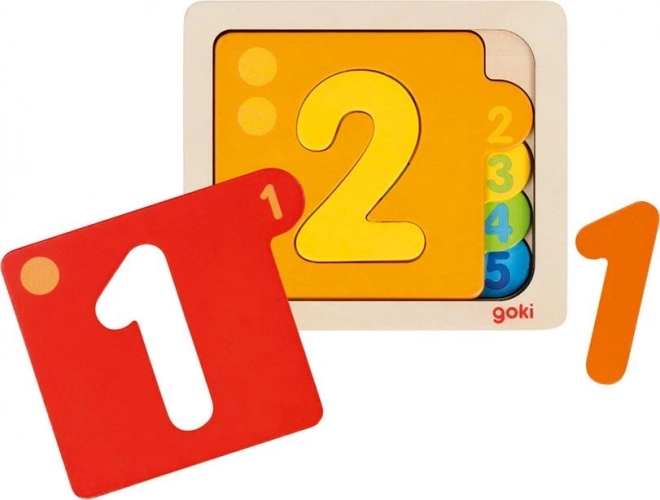 Meerlagige houten inlegpuzzel cijfers 1–5 GOKI