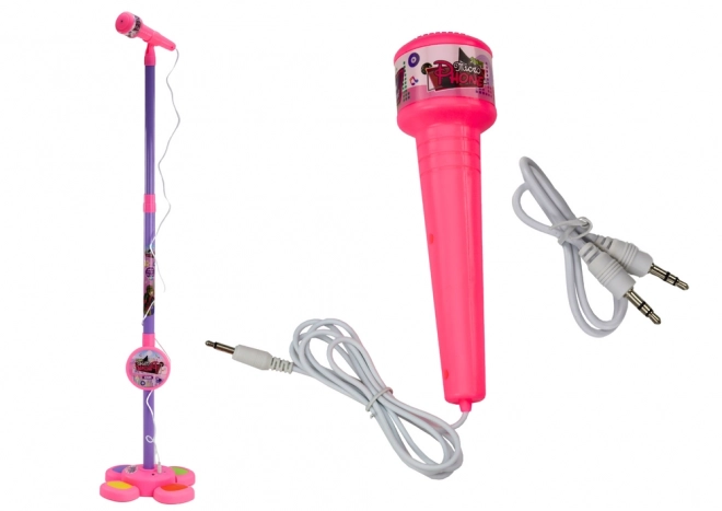 Kinder microfoon met verstelbaar roze statief