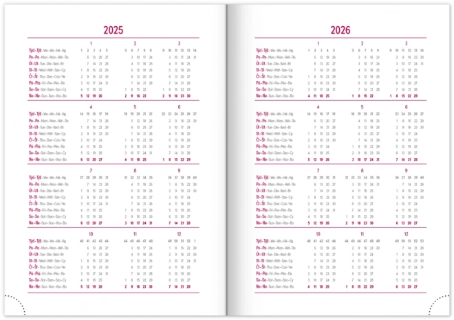 Weekagenda Aprint 2025, zwart, 15 × 21 cm