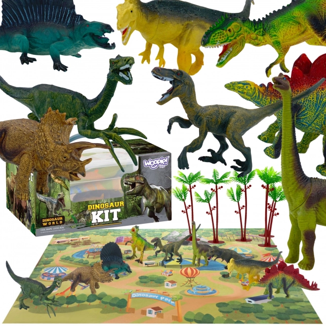 Set van dinosaurusfiguren met speelmat en koffer
