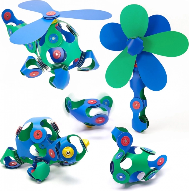 Magnetische blokken Clixo Crew pakket, groen en blauw