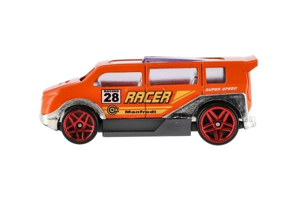 Auto racen 6stks metaal/plastic 8cm vrij rollend in doosje 10,5x27,5x4cm