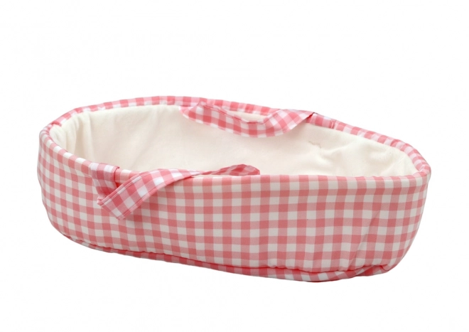 Poppenbaby met Drager Konijntje in Roze Geruite Kleding