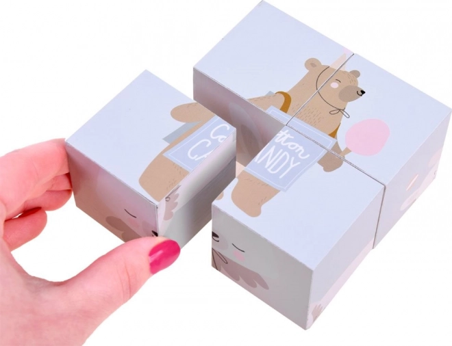 Houten puzzelblokjes met dieren