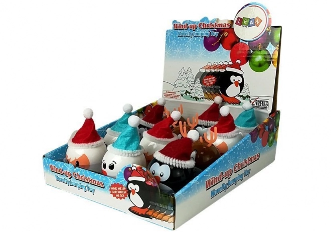 Set van 12 opwindbare kerstspeeltjes pinguïn rendier sneeuwpop Kerstman