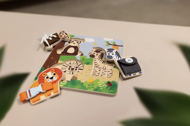 Houten Montessori safari puzzel voor kinderen