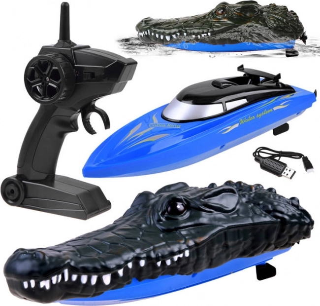 RC-boot 2-in-1 met afdekking van krokodillenkop op afstandsbediening – Krokodil
