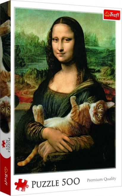 Puzzel Mona Lisa met kat Purr, 500 stukjes