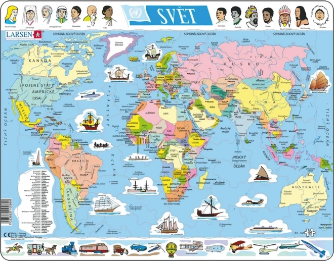 Larsen puzzel wereld politieke kaart 107 stukjes