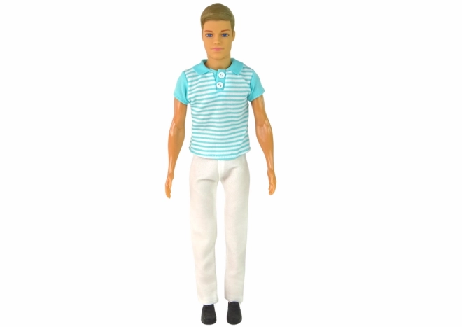 Kinderpop jongen blond haar – turquoise shirt