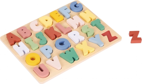 Inlegpuzzel van hout – kleurrijk alfabet