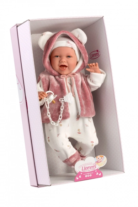 Llorens 74070 NEW BORN - realistische babypop met geluiden en een zacht stoffen lijf - 42 cm