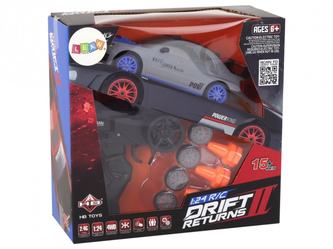 Op afstand bedienbare sportwagen R/C 1:24 verwisselbare wielen – grijs