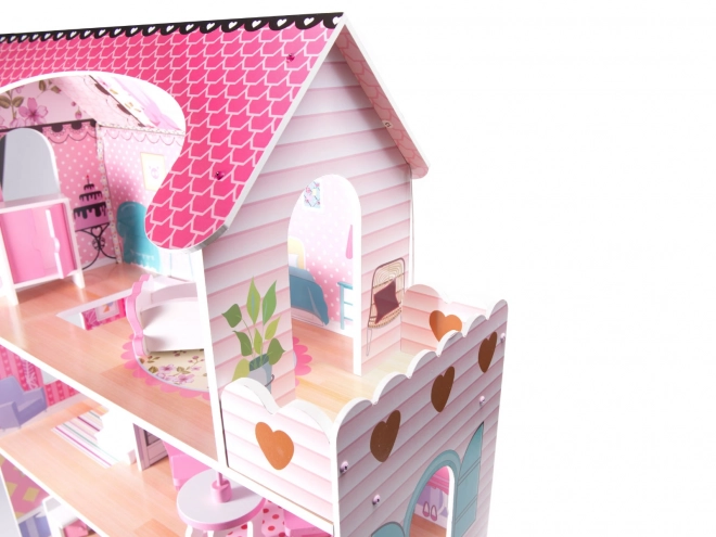 Houten poppenhuis met meubilair - 70 cm