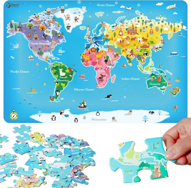Klassieke wereldpuzzel wereldkaart