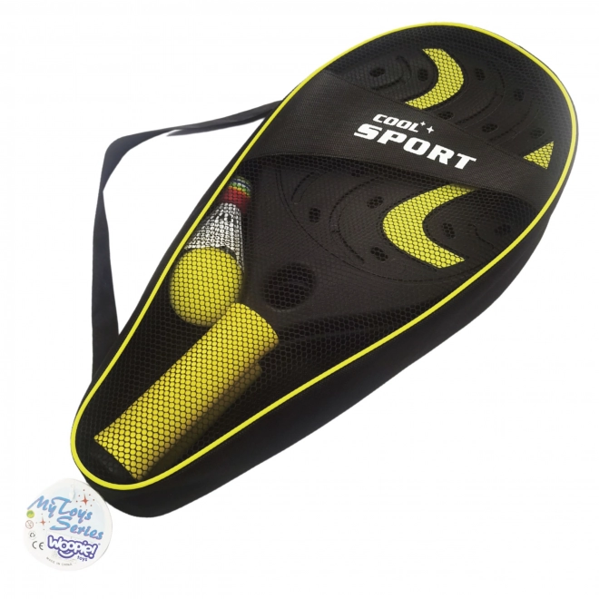 Woopie Raket met Schuimrubberen Bal en Mand - Set voor Strand en Tuin