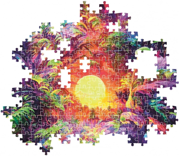 Stralend jungle-motief bij dageraad