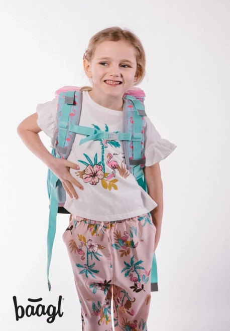 BAAGL 5 SET Zippy Flamingo: schooltas, etui, zak, map, doos