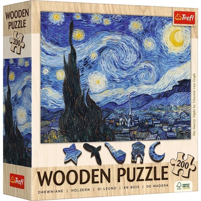 Houten puzzel Vincent van Gogh - Sterrennacht 200 stukjes