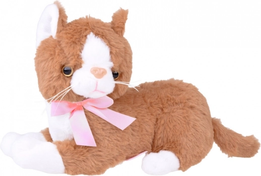pluchen kat Flico met roze strik 34 cm
