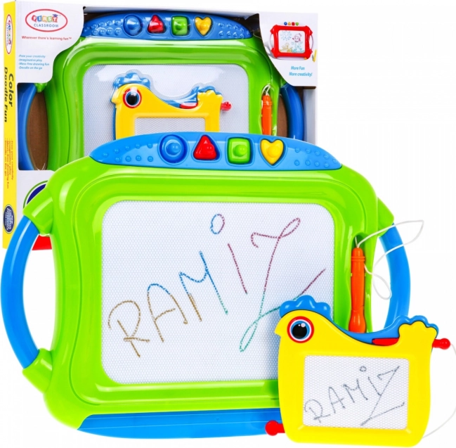 Set van 2 magnetische tekentabletten voor kinderen 3+ met pennetjes en 4 stempels