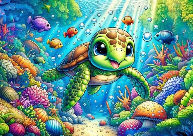 Puzzel Schattige Zeeschildpad