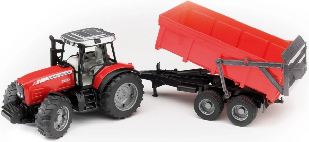 Bruder tractor MASSEY FERGUSON met kippende aanhanger, rood