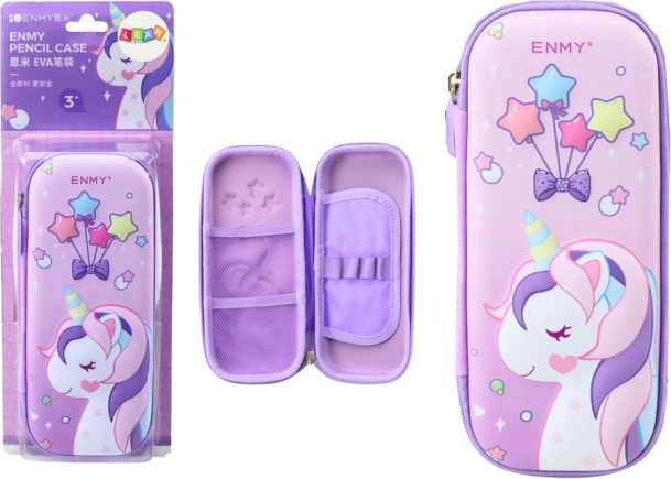 Etui met eenhoorn 3D roze 23 × 10 × 5 cm