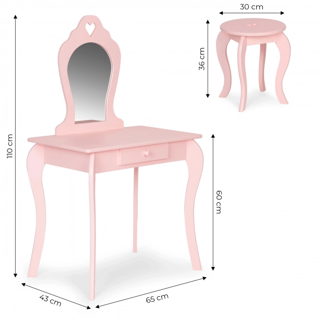 Grote kinderkaptafel met spiegel voor meisjes